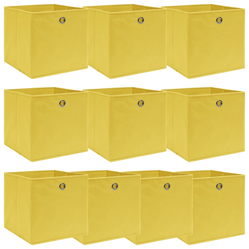 Storage Boxes 10 Pcs Yellow 32x32x32 Cm Fabric Vidaxl