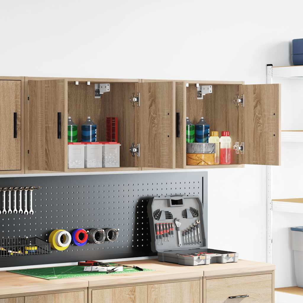 Armoire murale de garage en bois d'ingénierie, chêne sonoma, 2 pièces