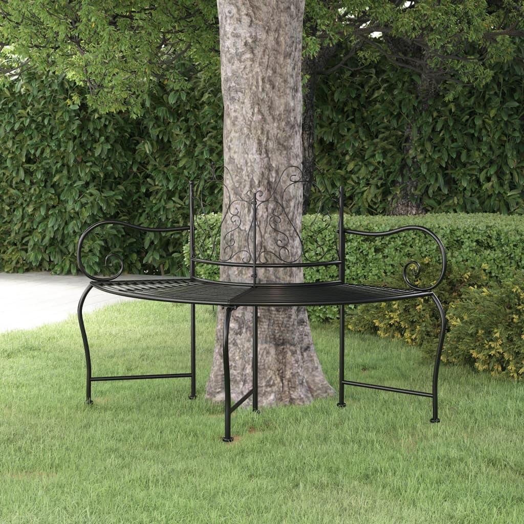 Vidaxl - Banc Tour D'Arbre 150 Cm Noir Acier