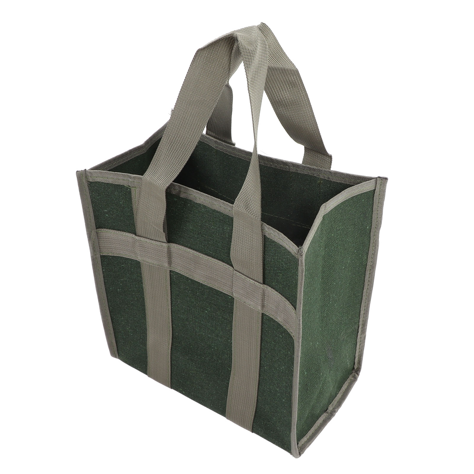 Sac à outils à large ouverture en toile renforcée, vert olive, 29 x 29 x 17 cm