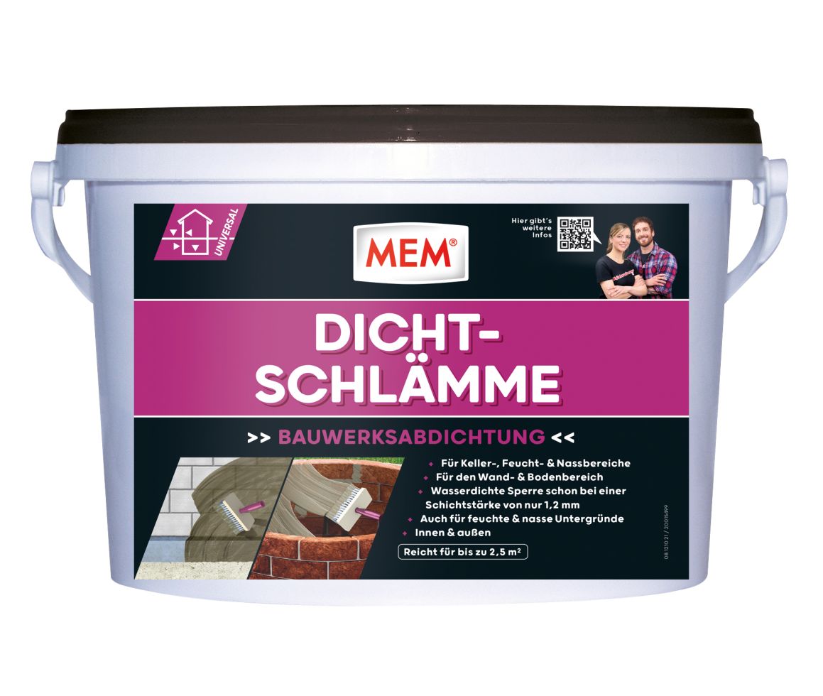 Mem - Dicht Schlämme 5 Kg Dichtungsschlämme Wand Boden Feuchtraum Abdichtung Grau