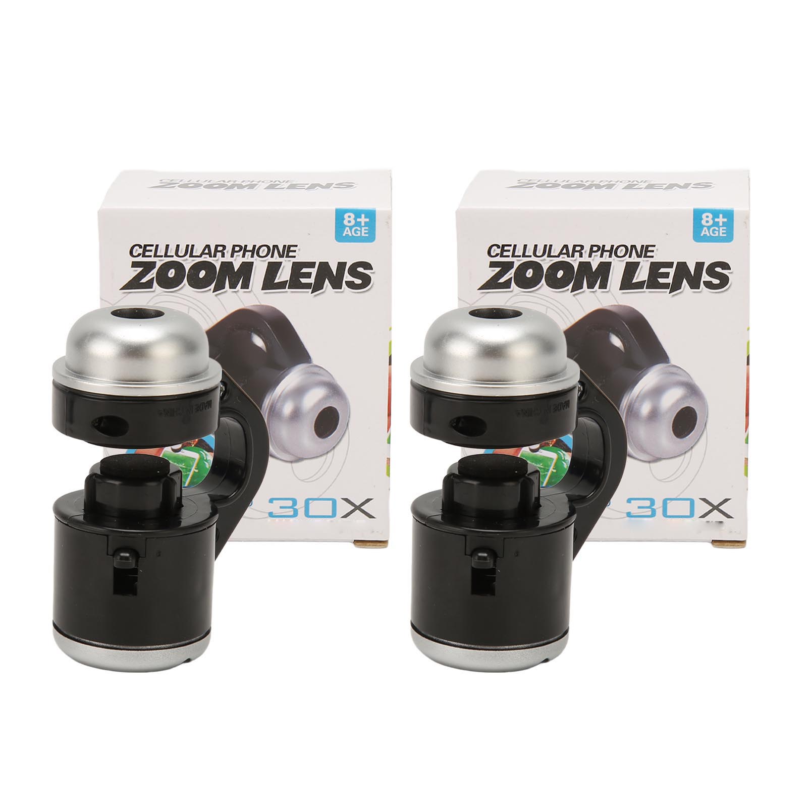 Microscope de poche 30x avec LED, loupe à clip pour téléphone, lot de 2
