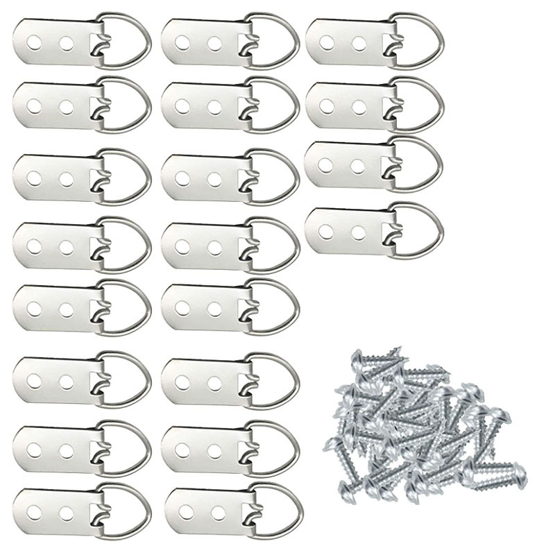 Kit de fixation murale pour tableaux et miroirs, crochets en acier inoxydable, 20 pièces avec vis