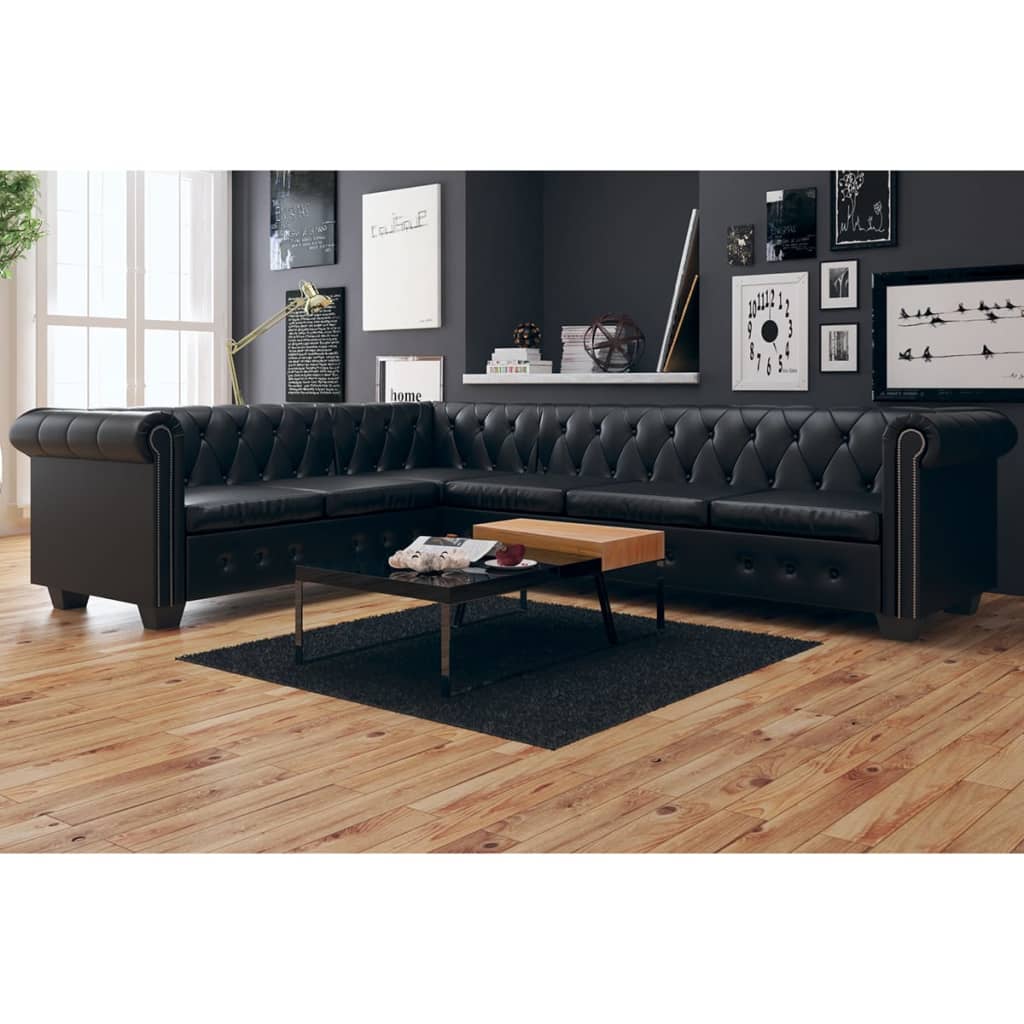 Canapé D'Angle Chesterfield 6 Places Canapé Scandinave Sofa Cuir