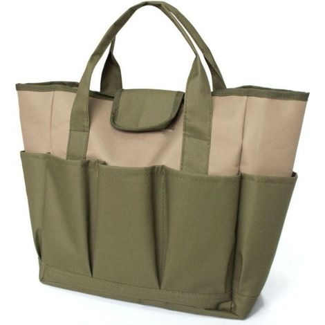 Sac à outils de jardin en tissu Oxford, 8 poches extérieures, 34,3 x 17,2 x 30,5 cm, vert