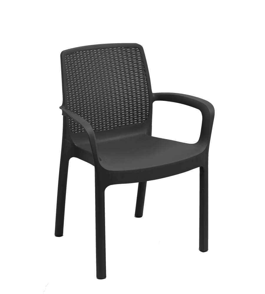 Ipae-Progarden Silla Resina Rattan Regina Antracita - Diseño Imitación Rattan - Ideal para Exteriores