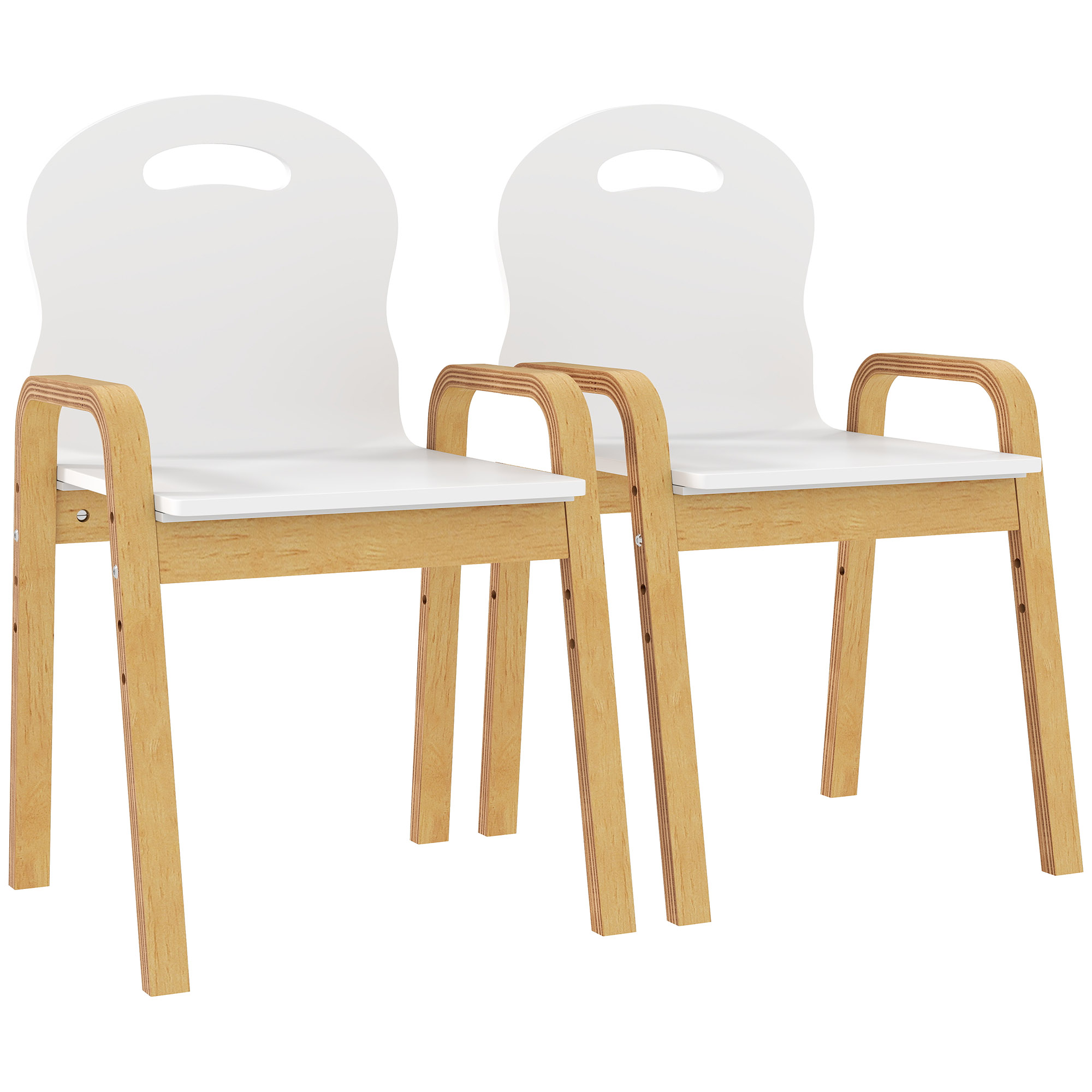Aiyaplay – Lot De 2 Chaises Enfants En Bois Massif – Réglables En Hauteur – Accoudoirs – Patins Antidérapants – 39x34x61,5cm – Blanc