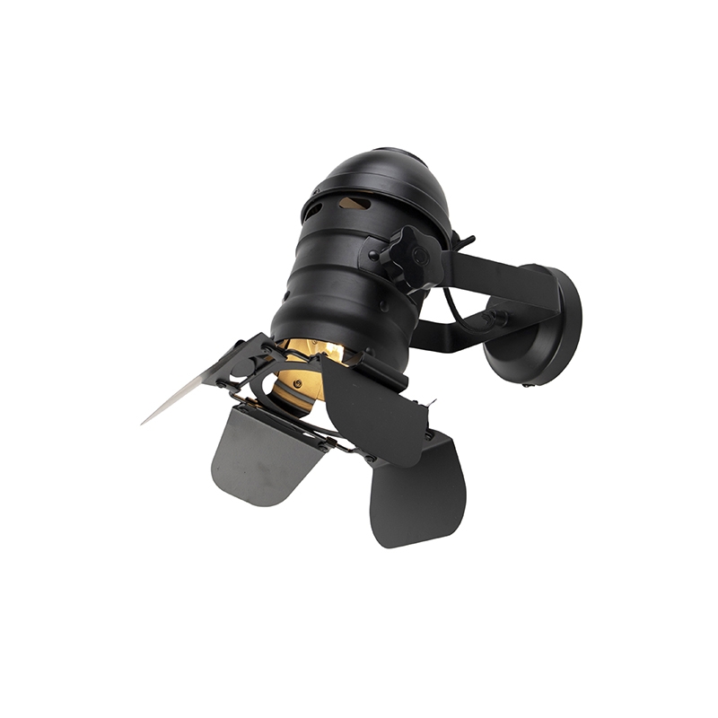 Qazqa Industrial Studio Spot Black Swivel And Tiltable - Movie