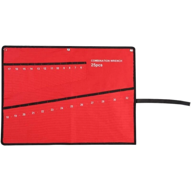 Sac à outils enroulable pour clés, toile, 25 poches, rouge, AQUAFORGE