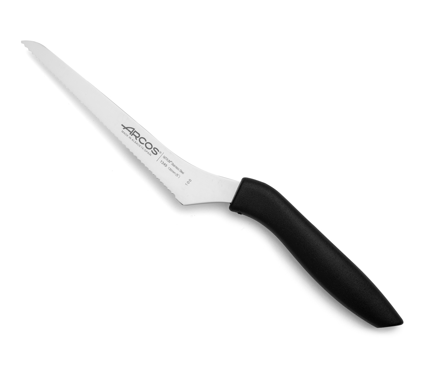 Arcos Schwarz - Gebogenes Mehrzweckmesser Nizza 134900 Edelstahl Nitrum Und Mango Polypropylenmesser Mit 13 Cm Klinge In Blisterverpackung