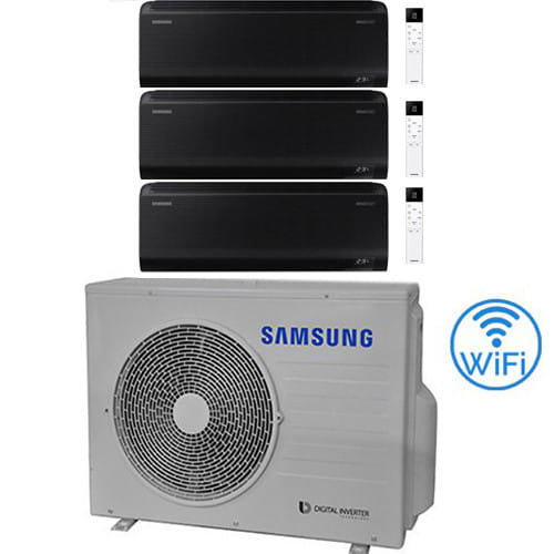 Climatizzatore Condizionatore Samsung Windfree Black R32 Wifi Trial Split Inverter 9000 + 9000 + 12000 Btu Con U.e. Aj052txj3kg/eu Novitá 2025 Classe A+++/a++