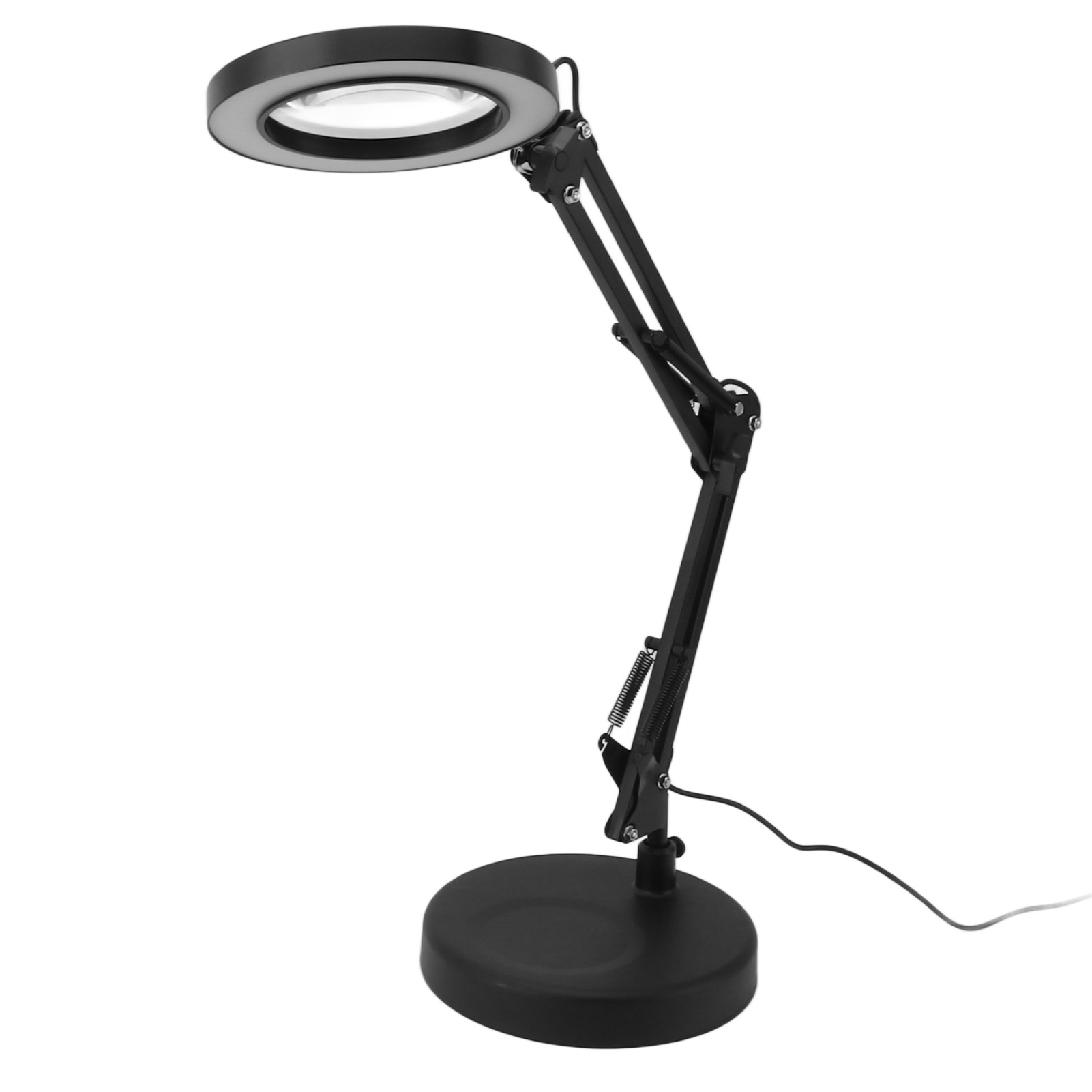 Lampe loupe 10x sur pied à intensité variable, 3 modes de couleur, bras en aluminium rotatifs