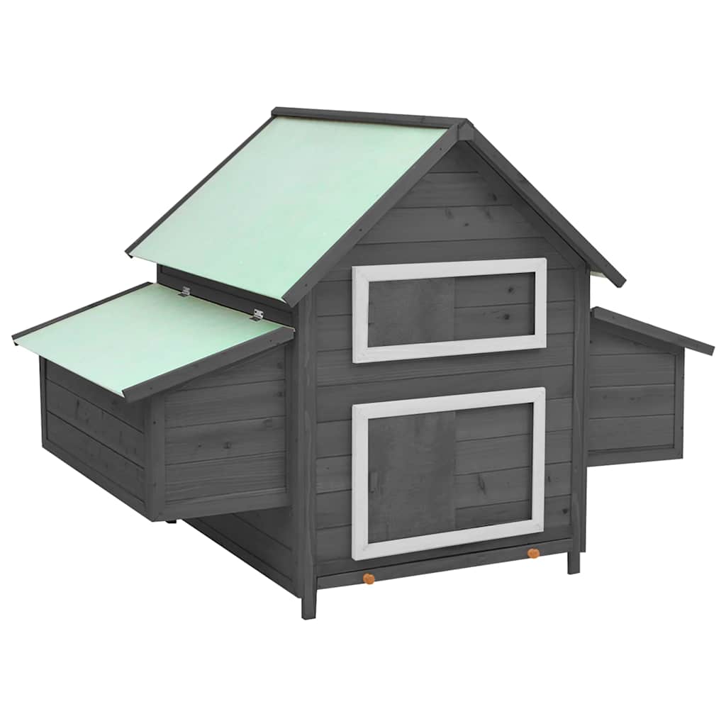 Vidaxl Weiß Hühnerstall Grau Und 150X96x110 Cm Massivholz Tanne
