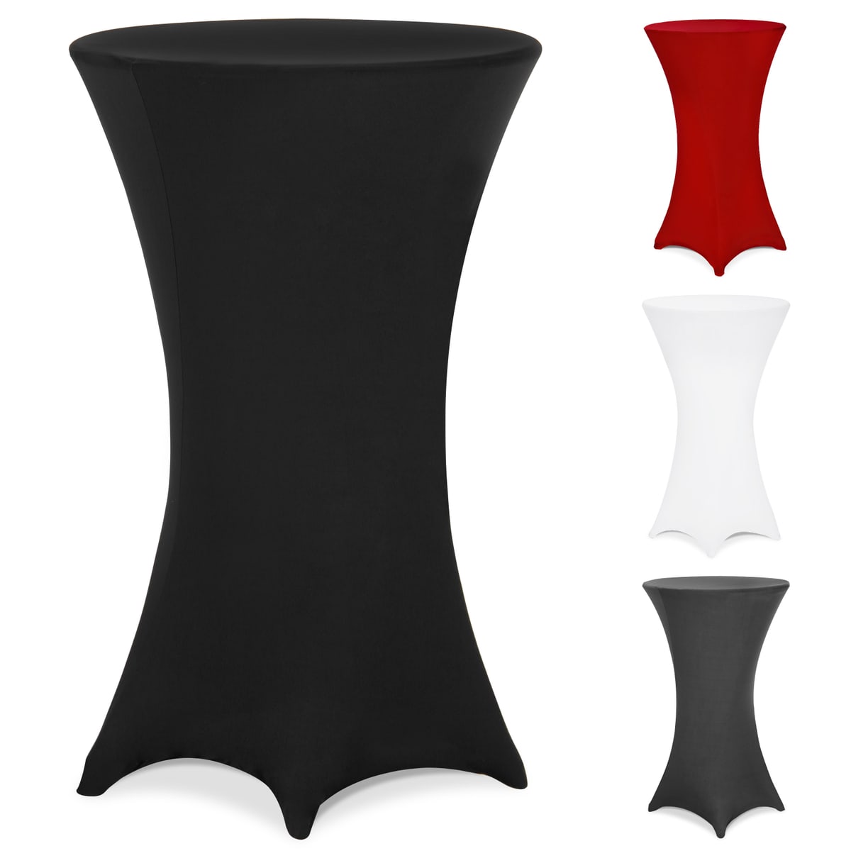 Detex® Stehtisch Husse Ø60-65/70-75/80-85cm Farbwahl Stretch Stehtischhusse Tisch Überzug Bezug Ø70 Cm / Schwarz