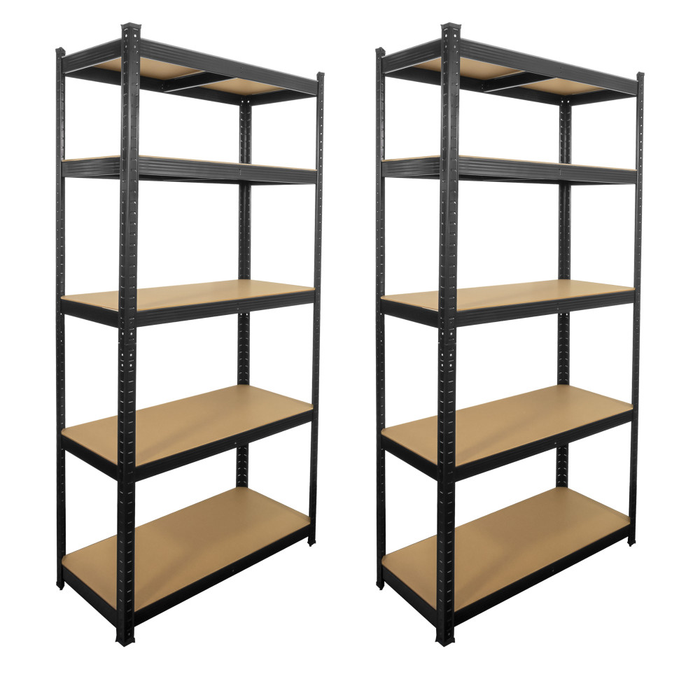 Lot De 2 Étagères Modulables Charges Lourdes Noire - Métal - 5 Plateaux