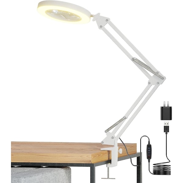 Loupe lumineuse 5x sur pince, lentille en verre véritable, 72 LED, 3 modes et gradation continue