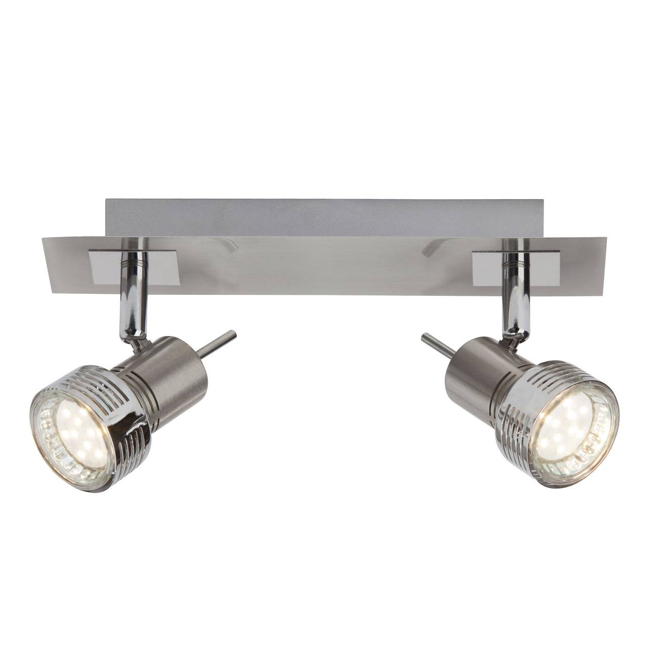 Lampe Kassandra Led Spotbalken 2flg Eisen/chrom 2x Led-par51, Gu10, 3w Led-reflektorlampen Inklusive, (250lm, 3000k) Köpfe Schwenkbar - Brilliant