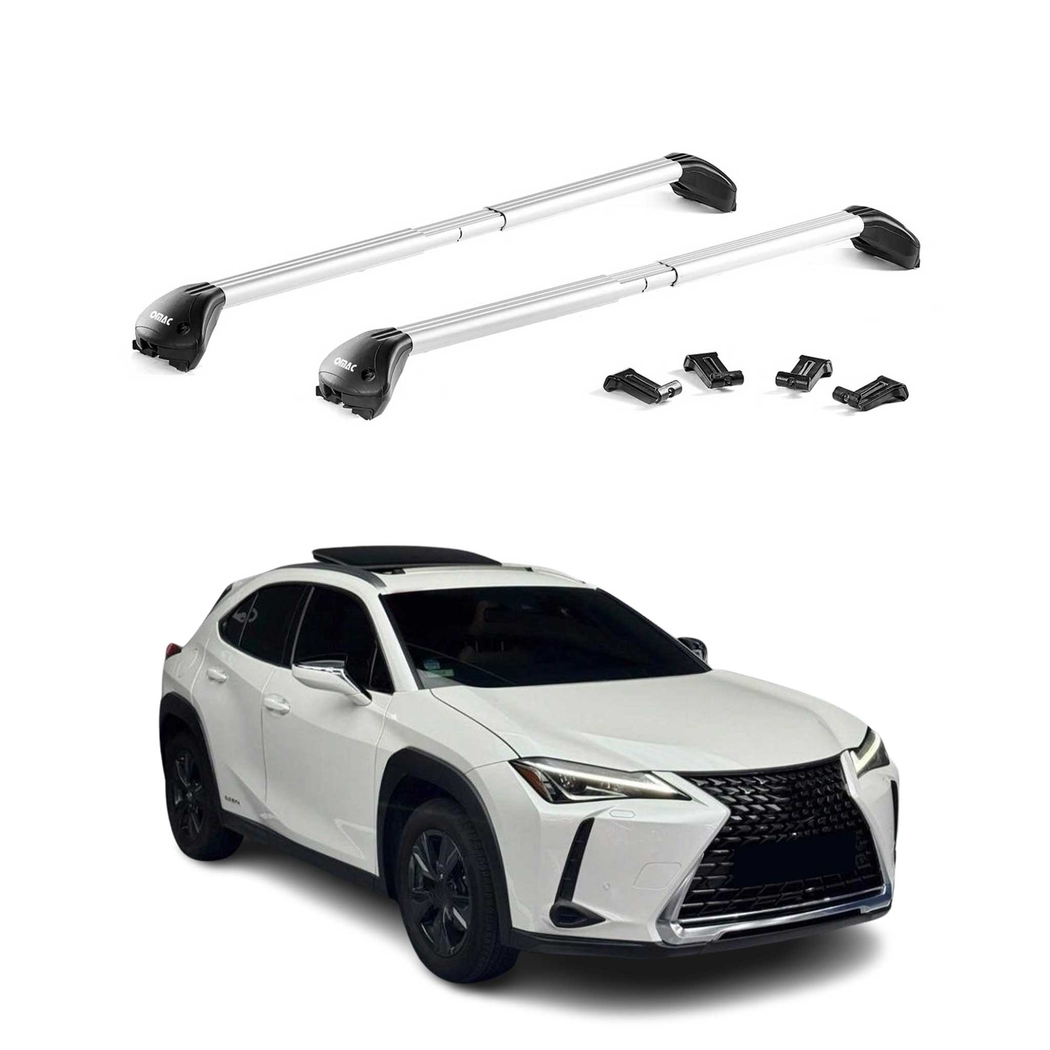 Omac Dachträger Querträger Tüv Geprüft Für Lexus Ux 2019-2026 – Abschließbar (4 Schlösser) – Max 100 Kg – Robuste Befestigung Silber 8683828940745