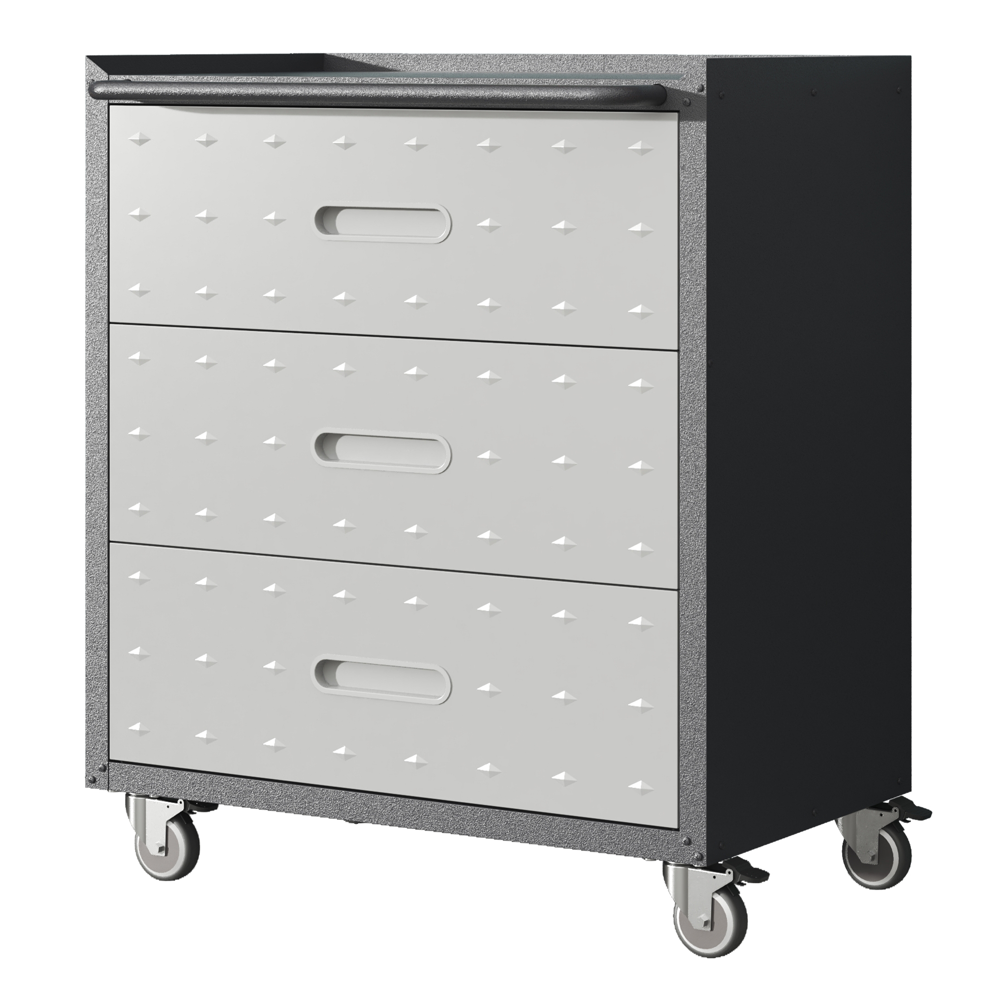 Armoire à outils métallique sur roues pivotantes verrouillables 360°, 75 × 42 × 88 cm, noir et gris