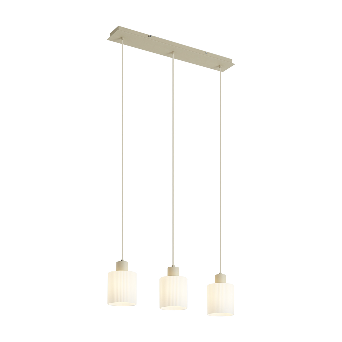 Qazqa Scandinavian Pendant Lamp Beige With White Glass 3-lights -