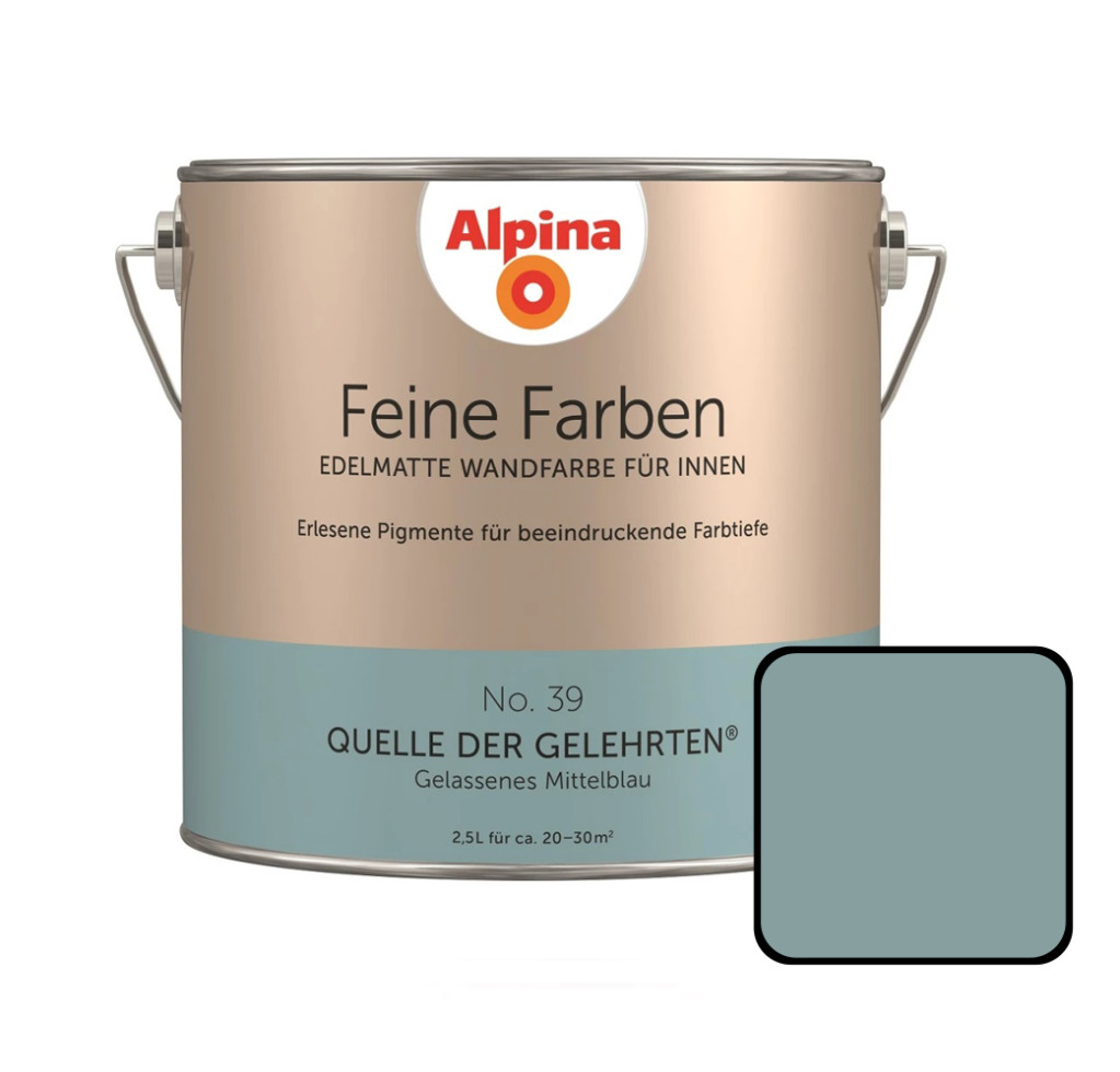 Feine Farben No. 39 Quelle Der Gelehrten 2,5 L Gelassenes Mittelblau Edelmatt Wandfarbe - Alpina