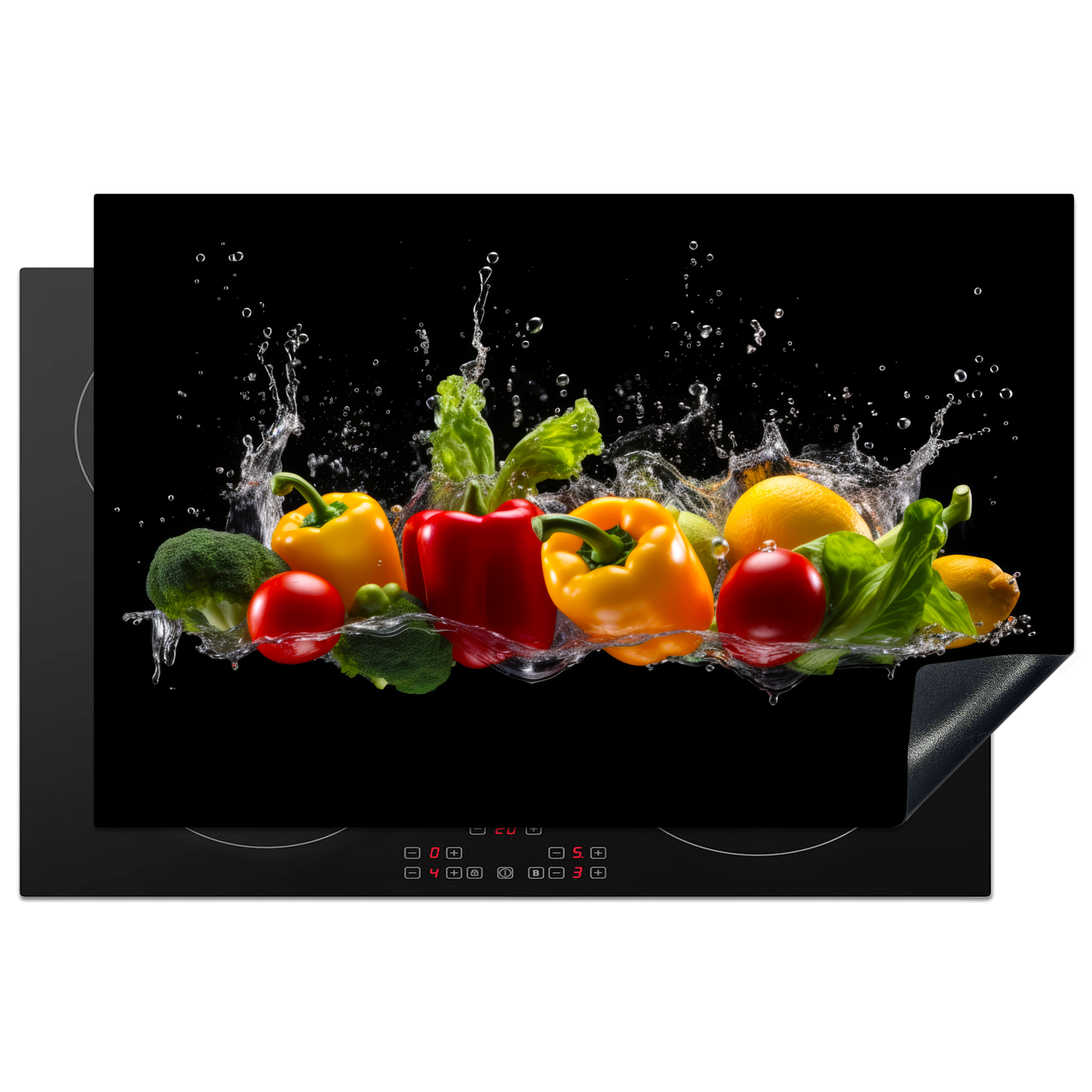Protezione Per Piano Cottura A Induzione Peperone - Acqua - Vegetale - Nero 80x52