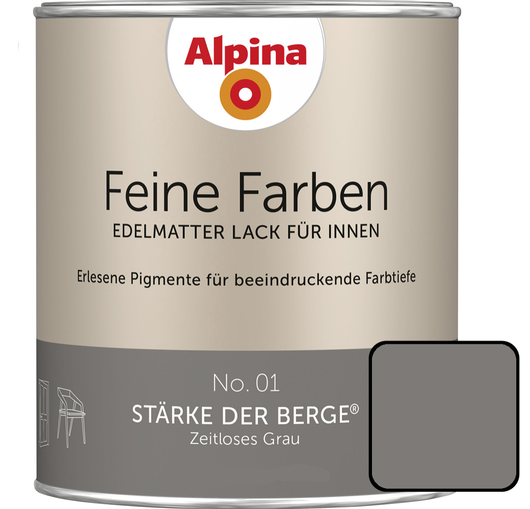 Feine Farben Lack No. 01 Stärke Der Berge Grau Edelmatt 750 Ml Buntlacke - Alpina