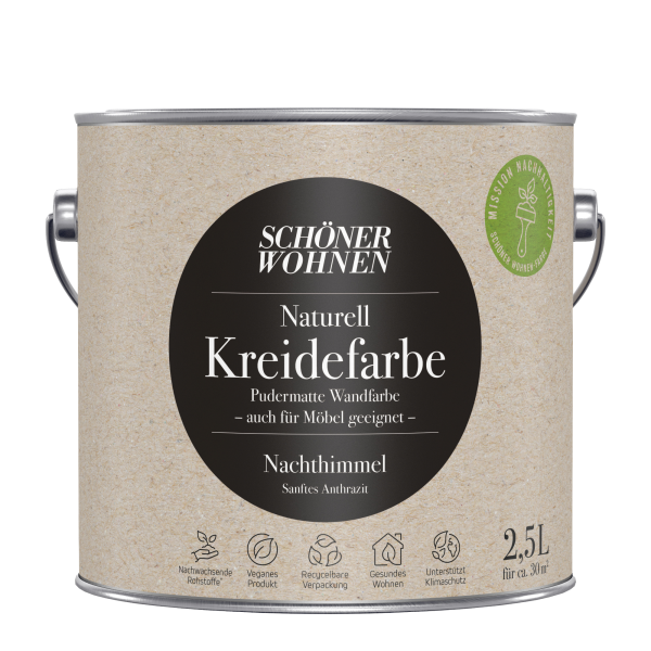 Schoner Wohnen - Schöner Wohnen Naturell Kreidefarbe 2,5 Ltr. Nachthimmel Sanftes Anthrazit