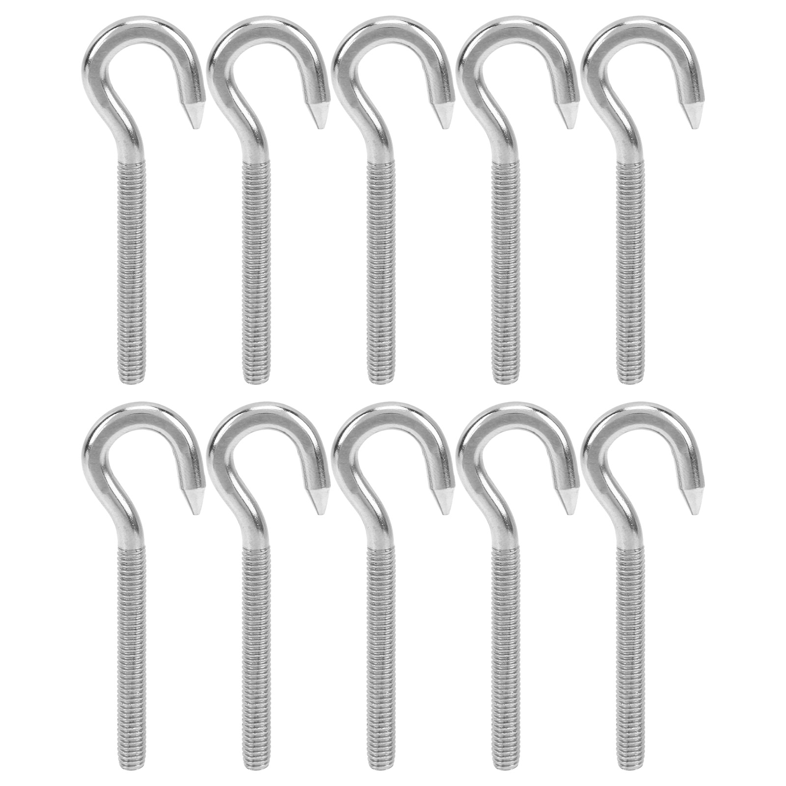Crochet à vis M5 en acier inoxydable, filetage régulier, lot de 10