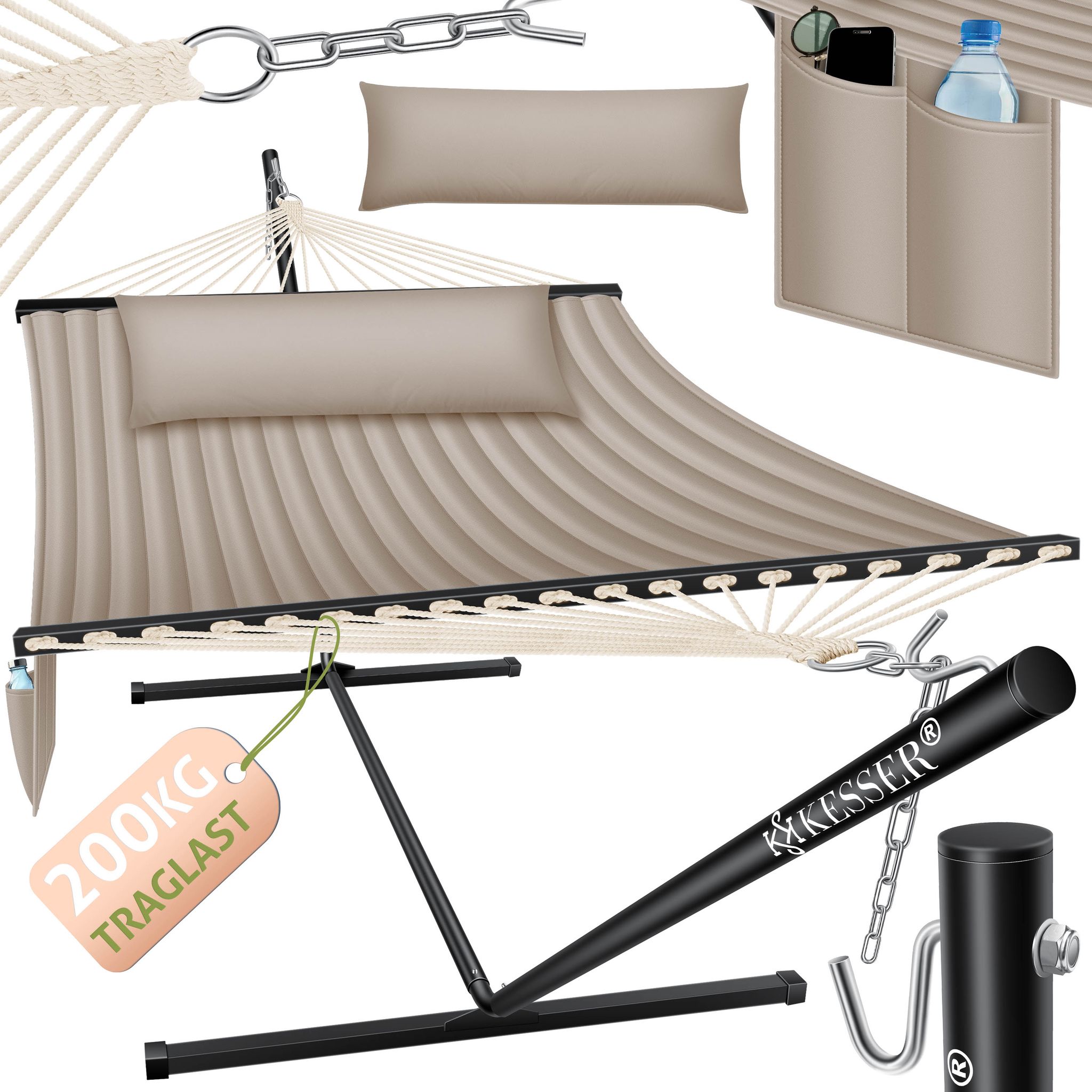 Kesser Taupe Kesser® Hängematte Mit Gestell, Doppelhängematte