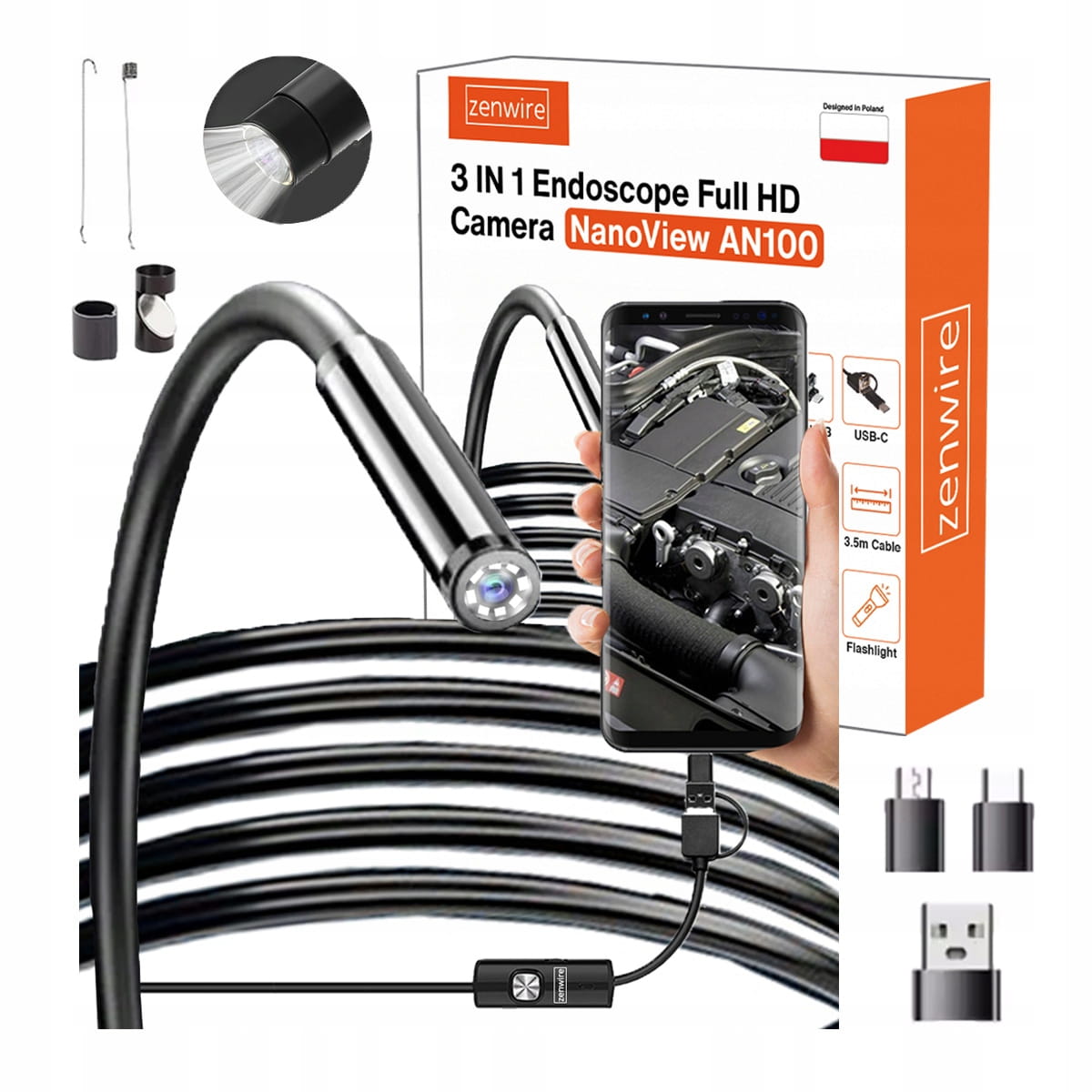 Oem Endoskop-Werkstatt-Inspektionskamera Für Android-Smartphones, Rohre, Usb-C, 3,5 M, Zenwire An100 5904507521486