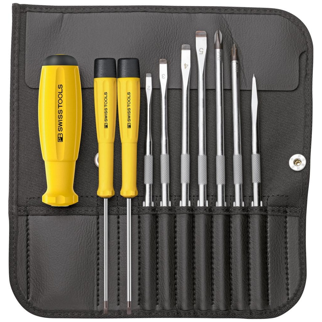 Pb Swiss Tools Schraubendreher-Satz Esd Mit Wechselklingen 10-Teilig In Rolltasche Swiss