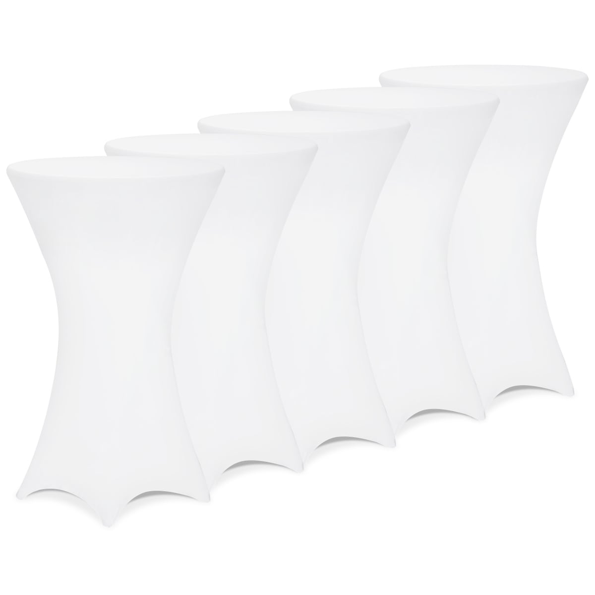 Detex® Stehtisch Husse 5er Set Ø60-65/70-75/80-85cm Farbwahl Stretch Stehtischhusse Überzug 5er Set Ø80 Cm / Weiß