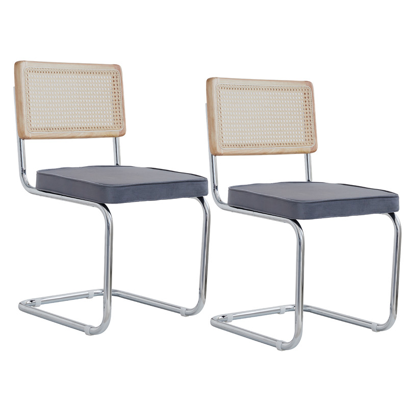 Wokaka - Lot De 2 Chaises De Salle À Manger - Rotin Et Métal - Avec