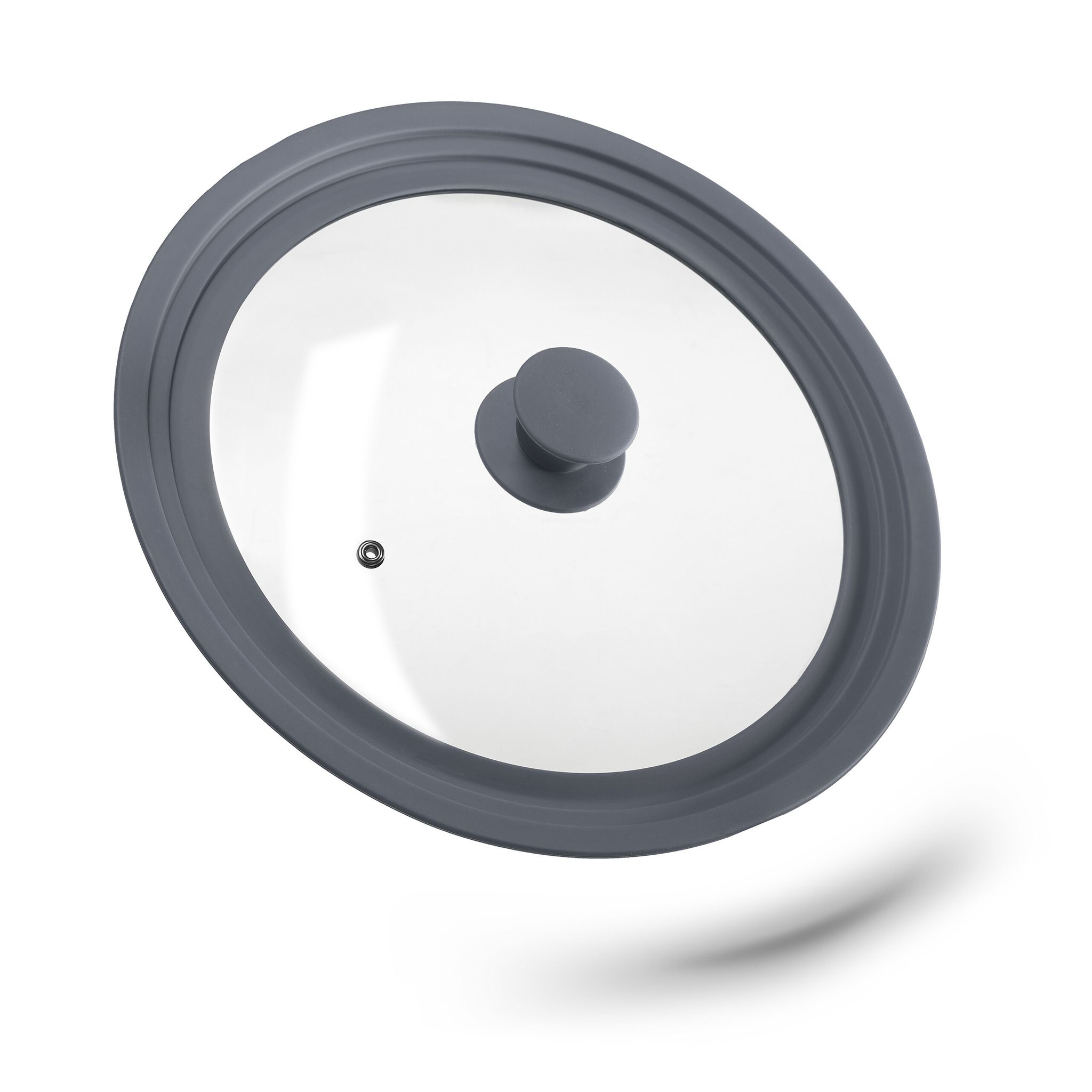Coperchio Universale In Vetro, Con Bordo In Silicone Per Pentole & Padelle 26-30 Cm, Hxd: 5 X 31,5 Cm, Grigio - Relaxdays