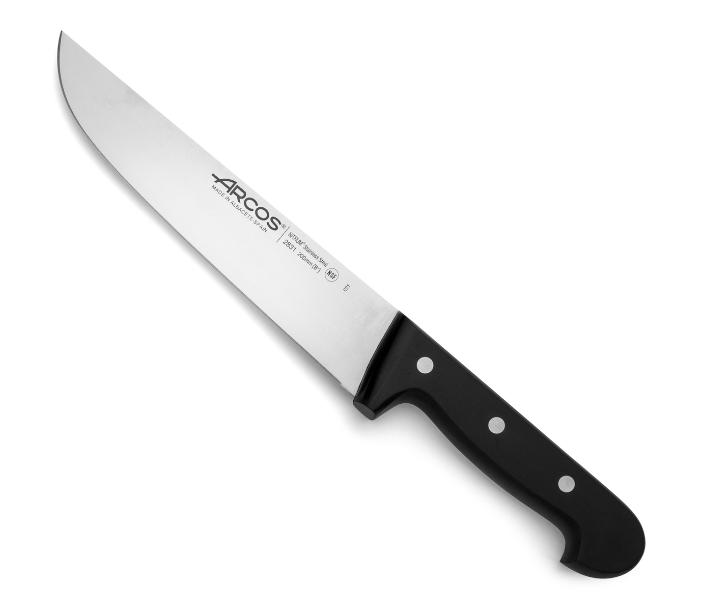 Arcos Schwarz Metzgermesser Universal 283104 Aus Nitrumstahl, Mit Mango Aus Polyoxymethylen Und 20 Cm Klinge Im Etui