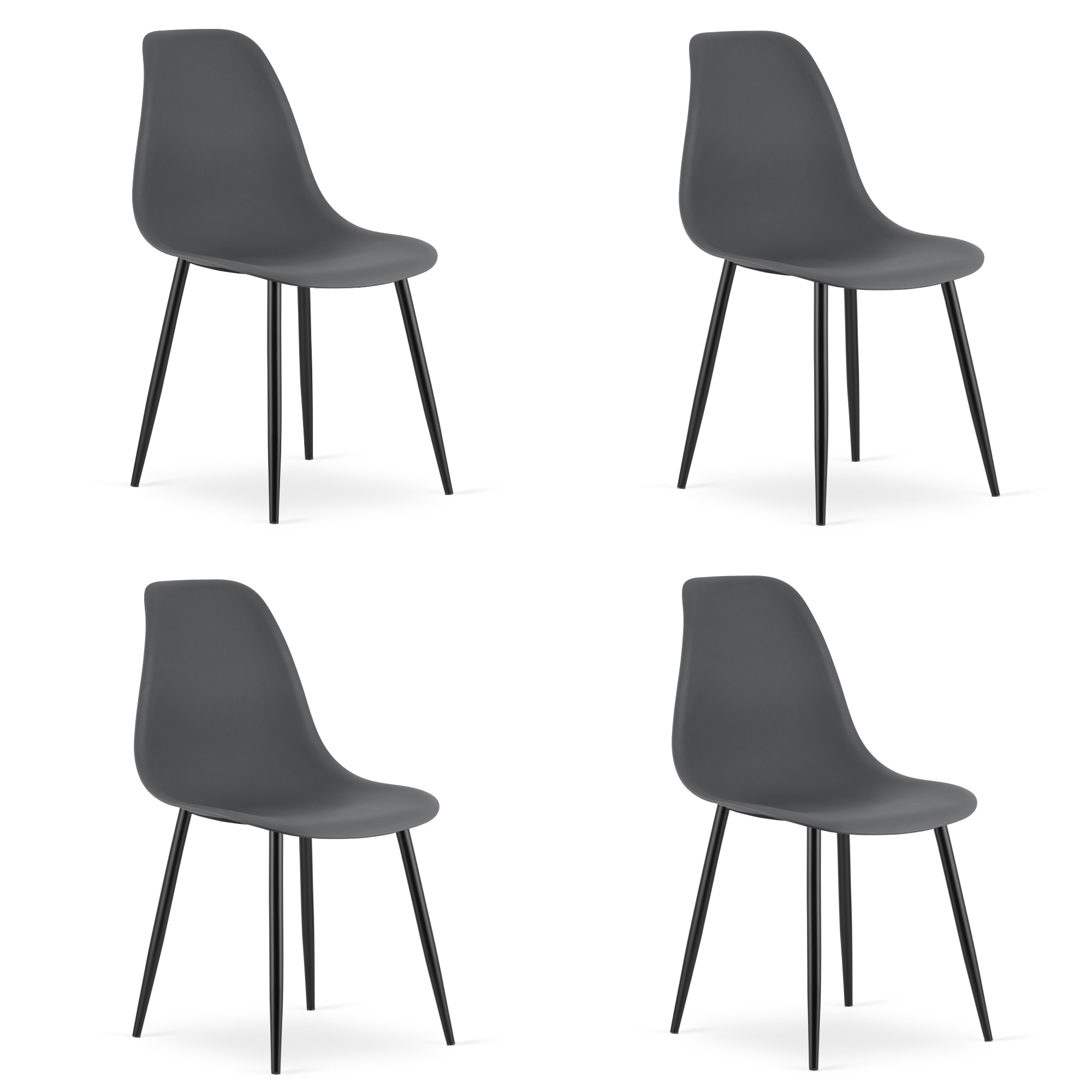 Akord Wat-stuhl, Dunkelgrau / Schwarze Beine X 4