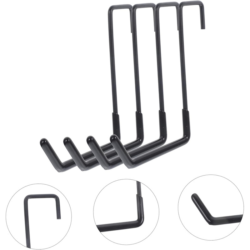 Crochet en S à clipser sans perçage pour chevrons et clôtures, support 22,7 kg, noir, lot de 4