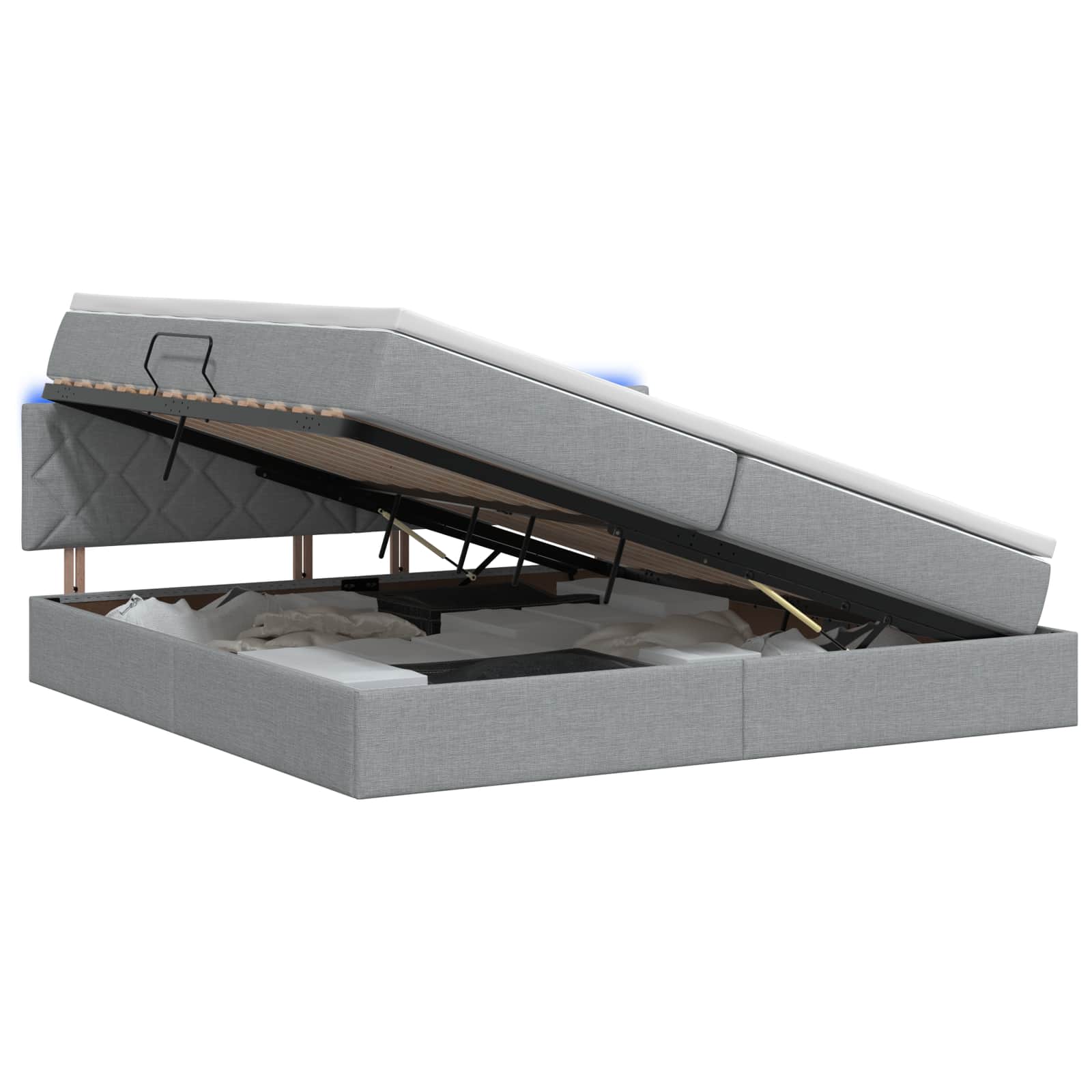 Vidaxl Hellgrau Led-Speicherbett Mit Matratze 200 X 200 Cm Stoff
