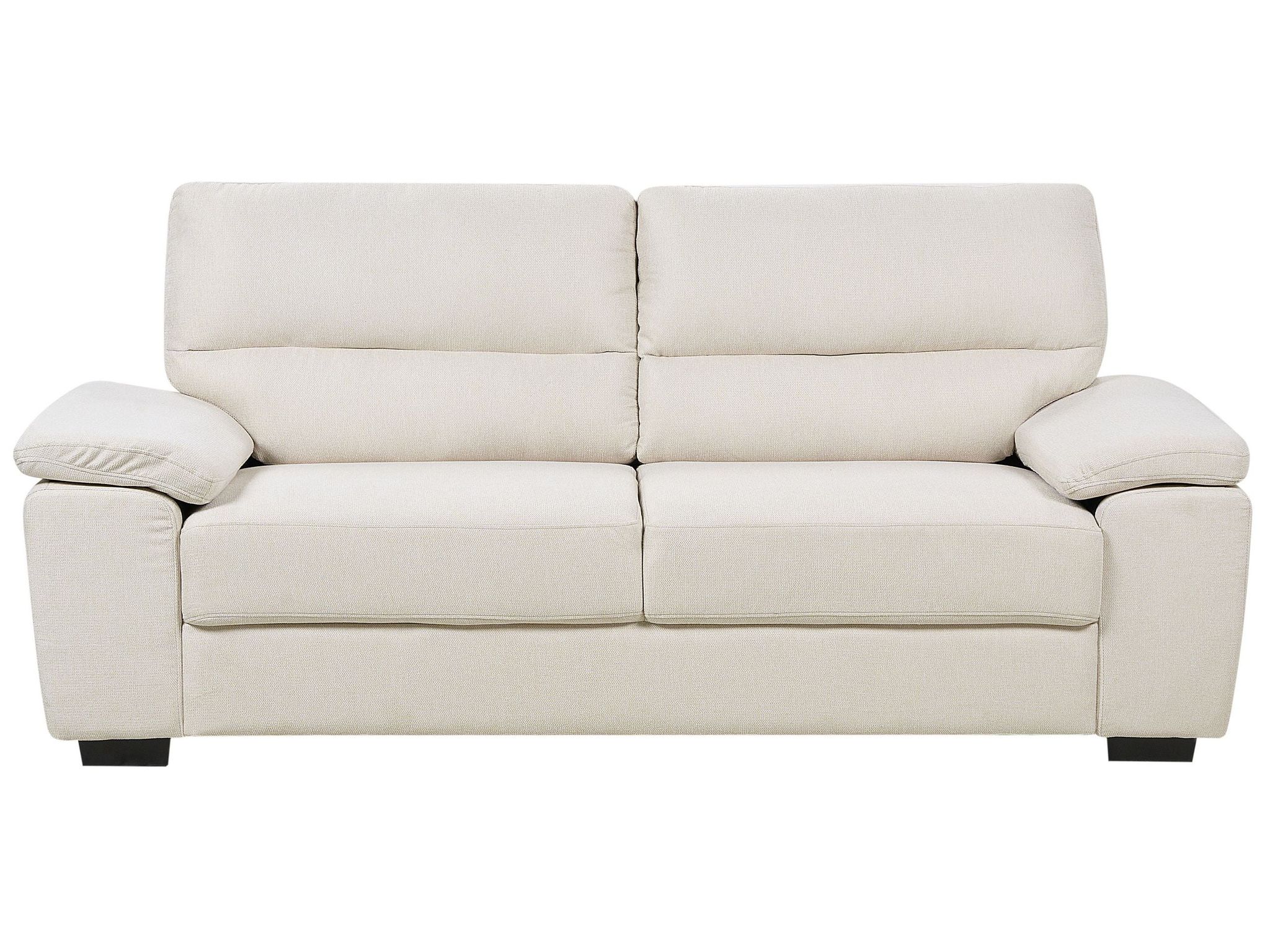 Beliani - Traditional Living Room Sofa 3 Seater Polyester Fabric Light Beige Vogar