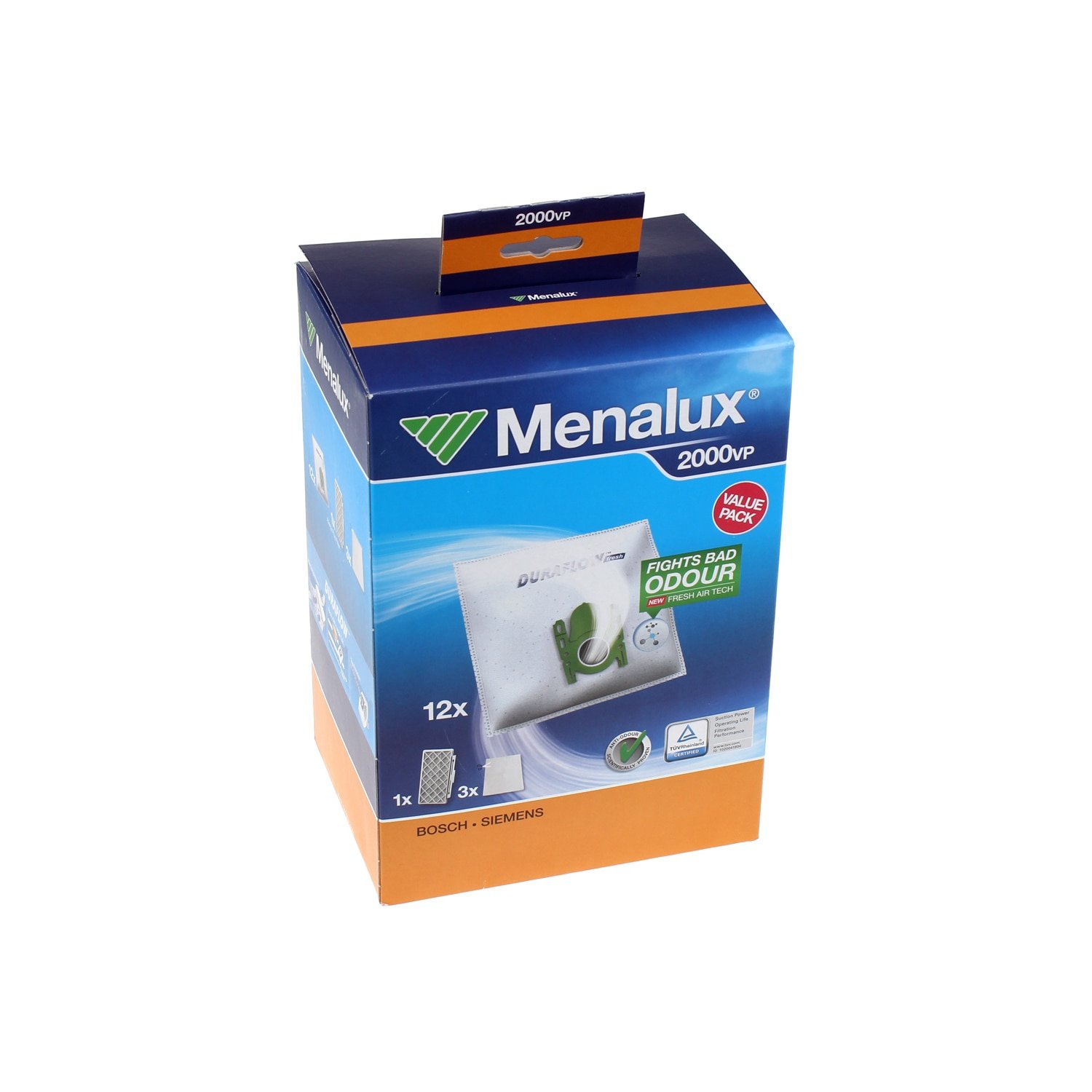 Menalux Weiß Electrolux - Staubsauger Beutel - 2000Vp - 12 Bags+1Hepa+3Mcf - 9001671669 -