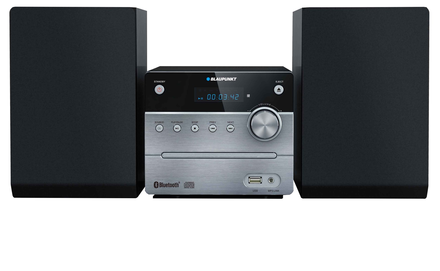 Blaupunkt Schwarz Microanlage Ms12bt 5W Rms Bluetooth Usb 2 Lautsprecher - Bild 4