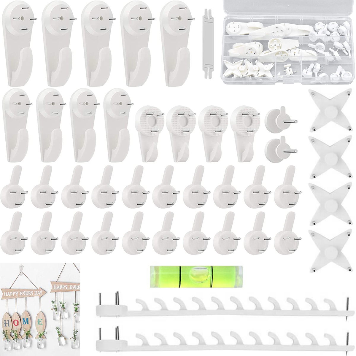 Crochets de suspension pour tableaux sans traces, blanc, lot de 42