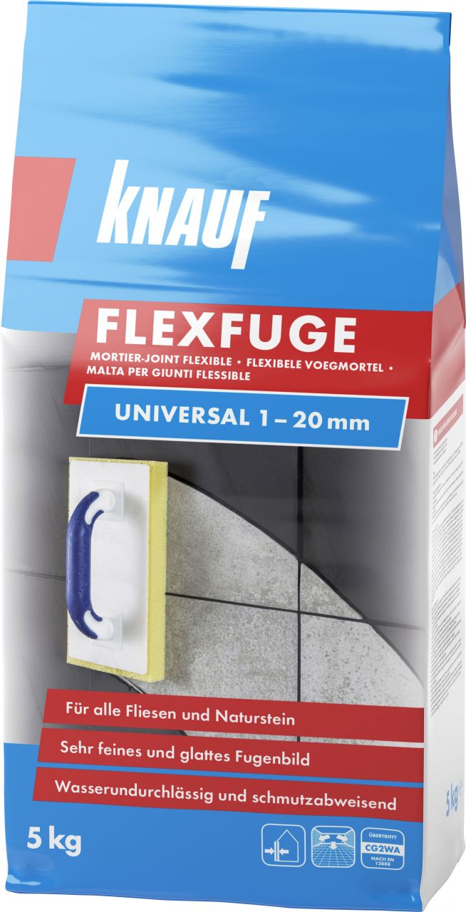 Fugenmörtel Flexfuge Universal 1 - 20 Mm Sandgrau 5 Kg Fugenmörtel - Knauf