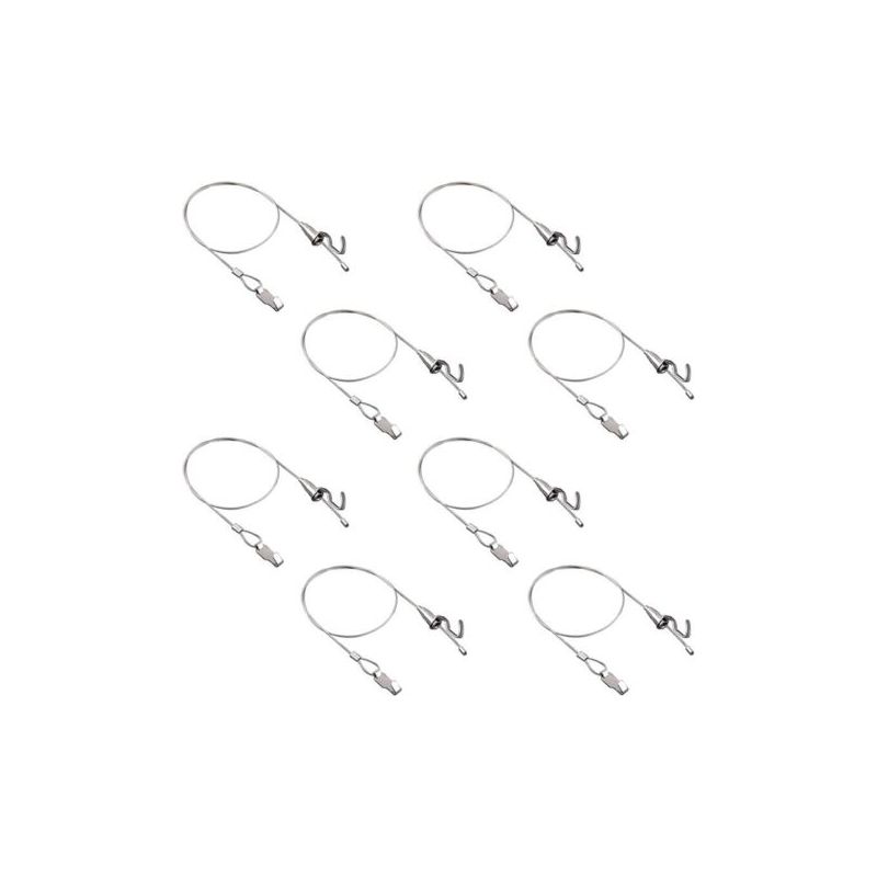 Kit de suspension de tableau réglable avec câble en acier inoxydable et crochets, 1 m, lot de 8