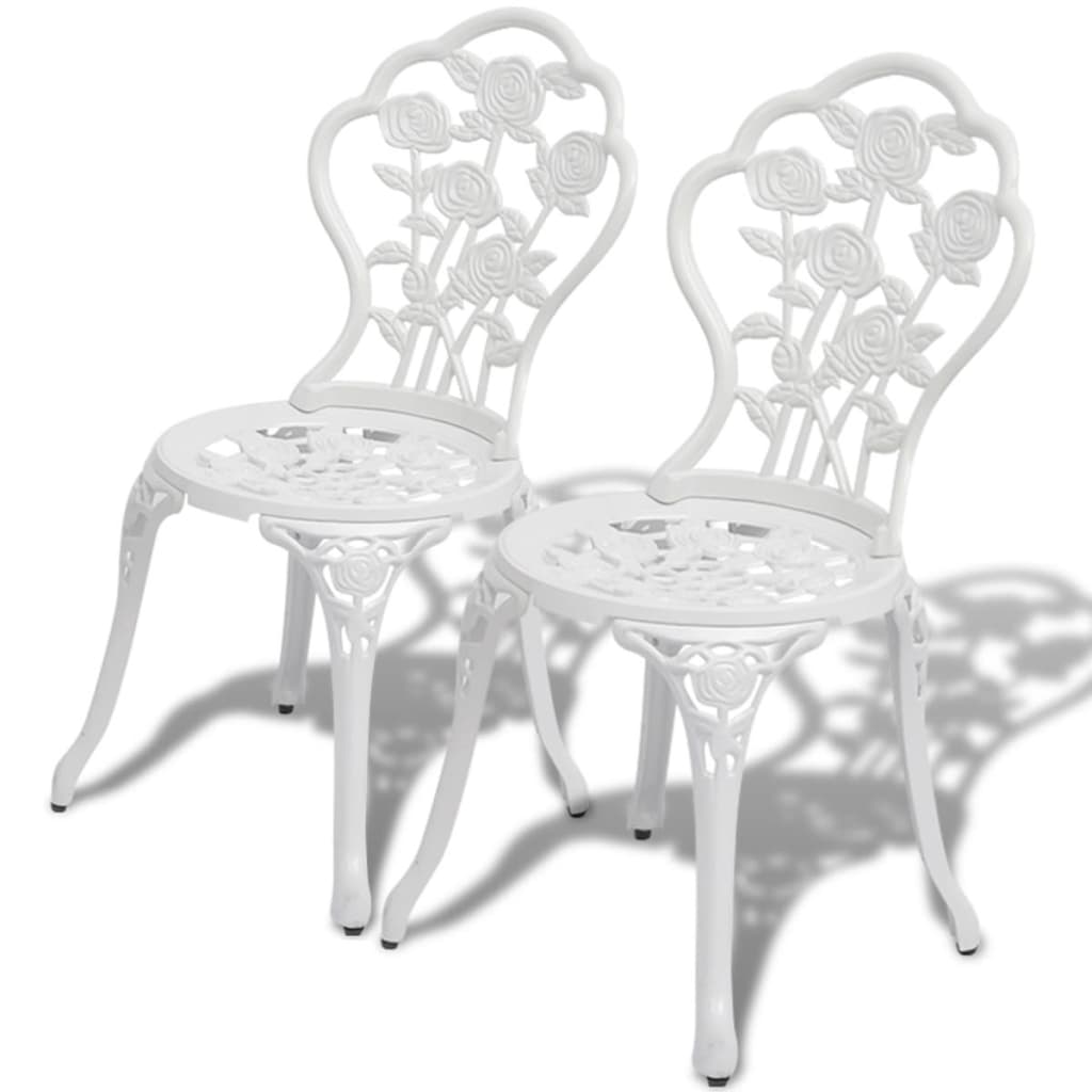 Vidaxl - Chaises De Bistro Lot De 2 Aluminium Coulé Blanc