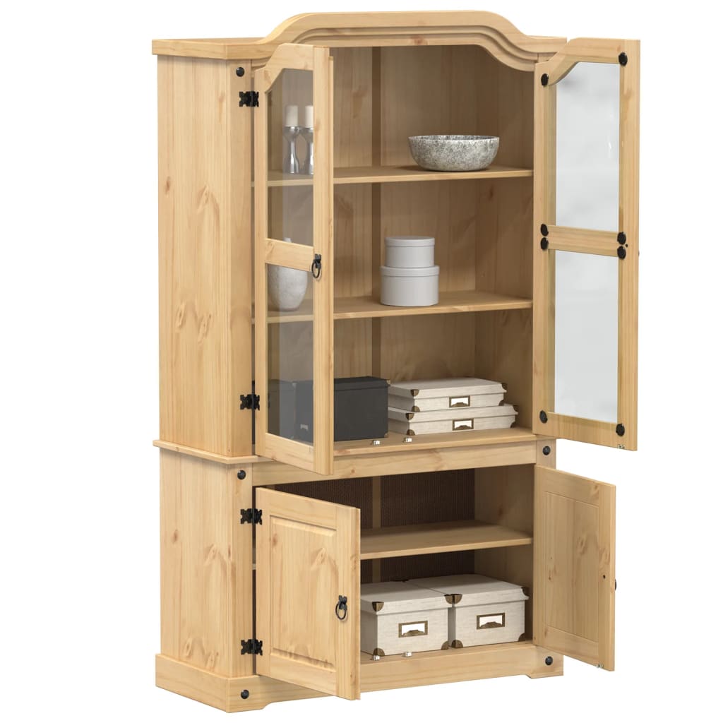 Vidaxl – Vitrine En Verre Corona 103,5x42x180 Cm – Bois De Pin Massif