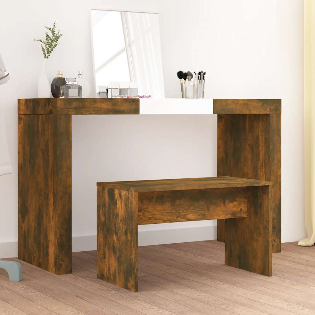 Tabouret de toilette Chêne fumé 70x35x45 cm Bois d ingénierie