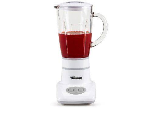 Tristar Weiß - Standmixer 0,45L Glasgefäß, 2 Stufen, 4 Edelstahlmesser - 180 Watt