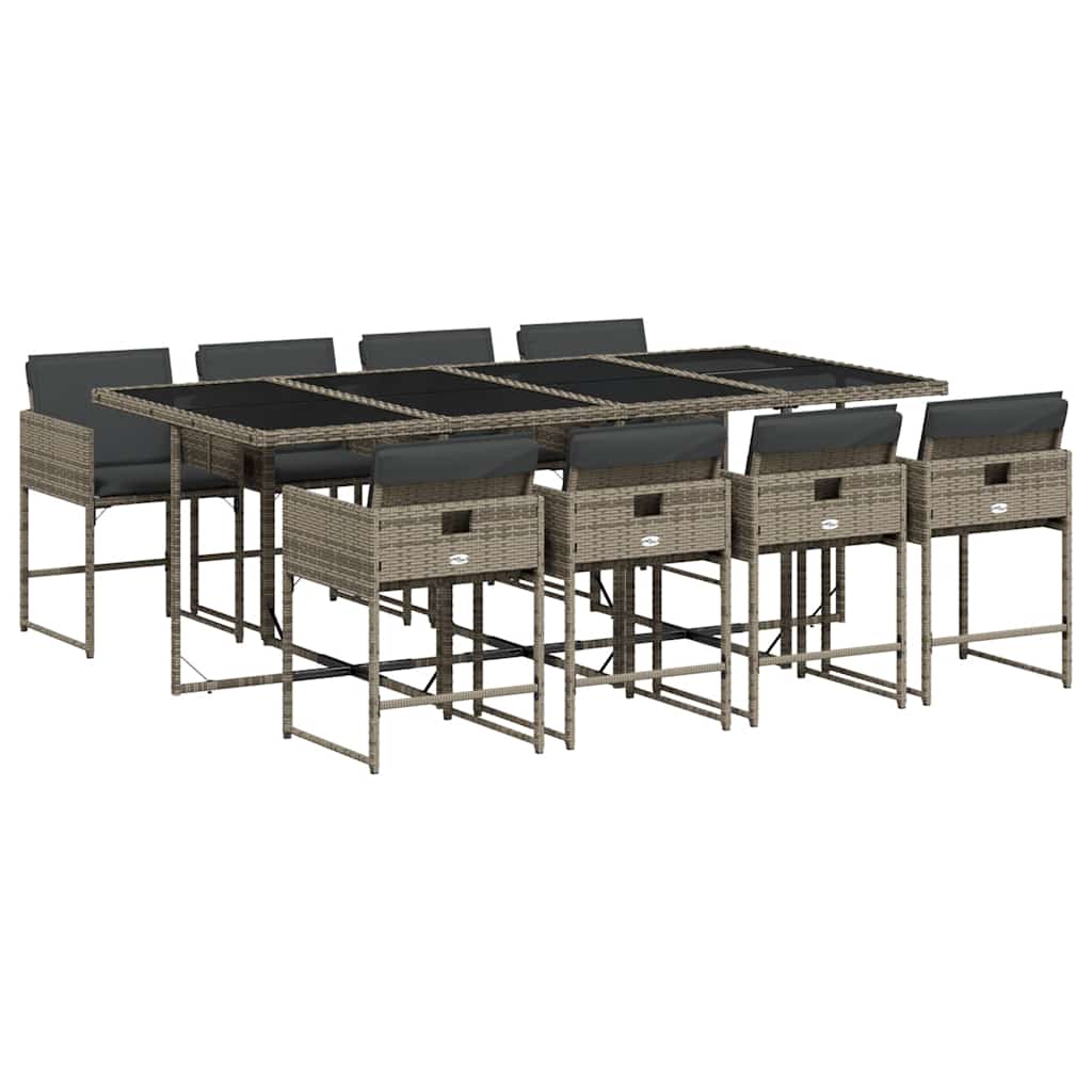 Garden Dining Set Grey Poly Rattan 8-seater Foldable Vidaxl